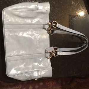 Light blue Patent leather Coach satchel